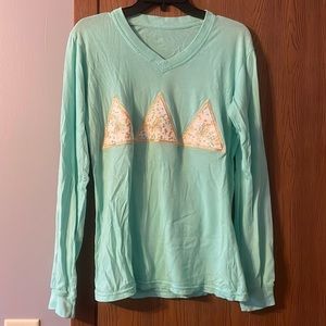 Tri Delta Teal Long Sleeve Embroidered T-Shirt